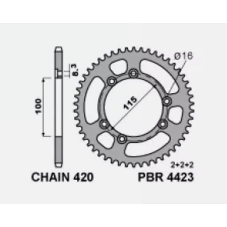 Corona PBR aluminio ultraligera 4423 - Paso 420