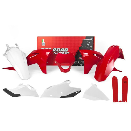 Kit de plástica RACETECH (7 pcs) - Rojo / Blanco