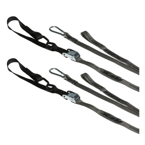 Correas de amarre RFX Race Series con bucle adicional y clip de mosquetón - gris/negro