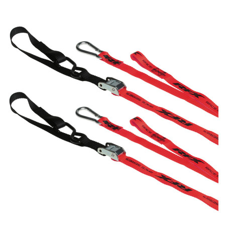 Correas de amarre RFX Race Series con bucle adicional y clip de mosquetón - rojo/negro