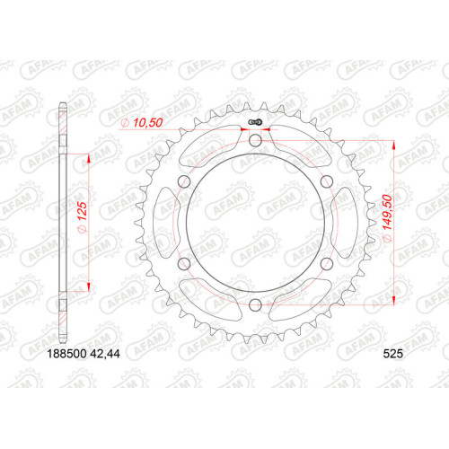AFAM Corona Acero 188500 - 525 con 46 dientes