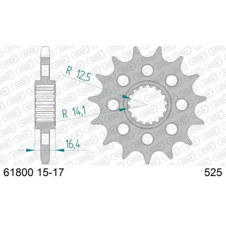 Piñón AFAM acero con goma anti-ruido 61800 - 525