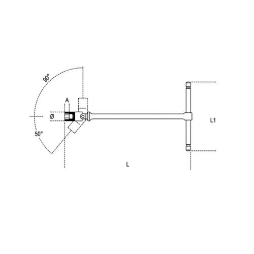 Llave en T BETA con vaso hexagonal articulado de 10mm