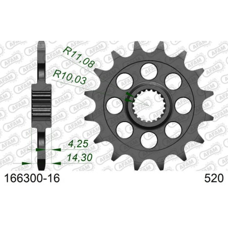 Piñón AFAM acero estándar 166300 - Paso 520