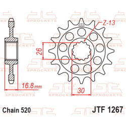 Piñón con goma anti-ruido JT SPROCKETS acero 1267 - 520