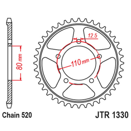 Corona JT SPROCKETS acero estándar 1330 - 520