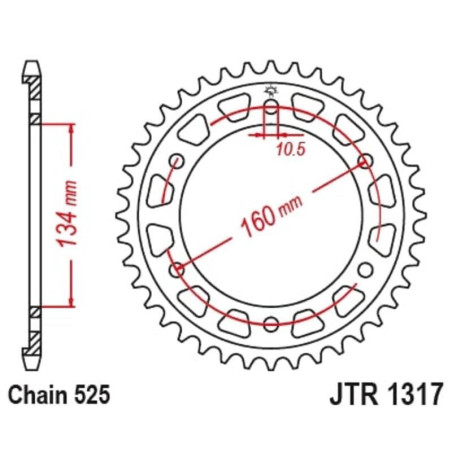 Corona JT SPROCKETS acero estándar 1317 - 525