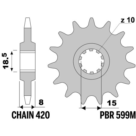 Piñón PBR acero estándar 599M - 420