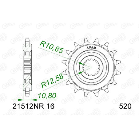 Piñón AFAM acero con goma anti-ruido 21512NR - 520