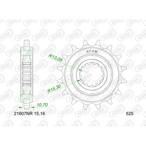Piñón AFAM acero con goma anti-ruido 21607NR - 525
