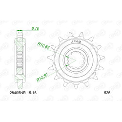 Piñón AFAM acero con goma anti-ruido 28405NR - 525