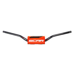 Manillar SCAR O² Low 65/85 Ø28,6mm - Negro / Protector naranja flúor