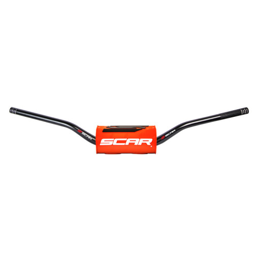 Manillar SCAR O² Low 65/85 Ø28,6mm - Negro / Protector naranja flúor