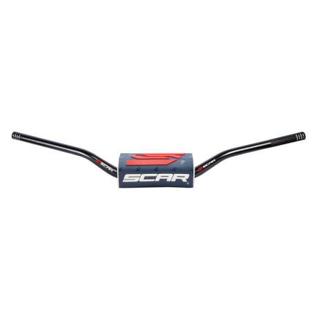 Manillar SCAR O² Low 65/85 Ø28,6mm - Negro / Protector azul oscuro