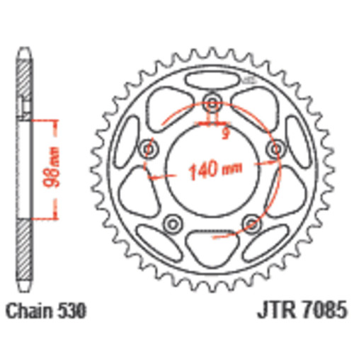 Corona JT SPROCKETS acero estándar 7085 - Paso 530