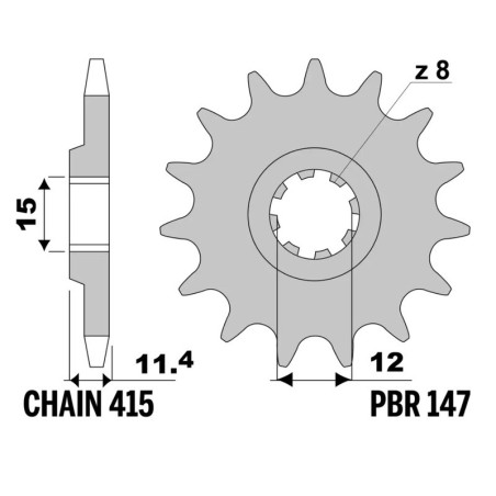 Piñón PBR acero estándar - 415