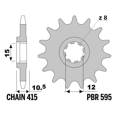 Piñón PBR acero estándar - 415