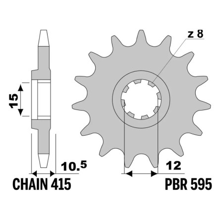 Piñón PBR acero estándar - 415