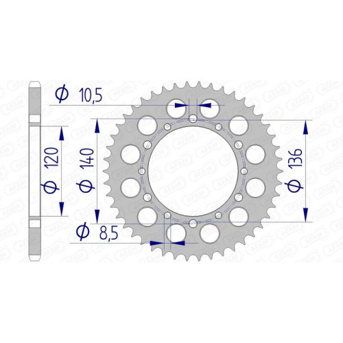 Corona AFAM aluminio 17404K - Paso 520