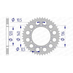 Corona AFAM aluminio 17404K - Paso 520