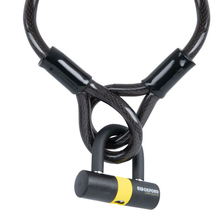 Cable antirrobo OXFORD Loop Lock15 + Mini candado - 15mm x 2.0m