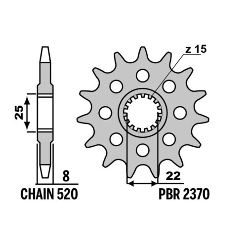 Piñón PBR acero estándar 2370- 520