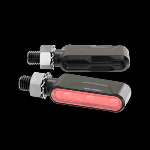 Intermitentes + luz trasera y de freno HIGHSIDER pro Ventura-Trek para extremo de manillar 3en1 – negro mate – pareja
