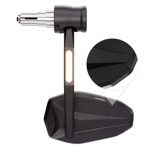 Retrovisor extremo de manillar HIGHSIDER pro Stealth-Rim X7 con intermitente LED – negro mate – 1 pza