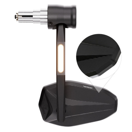 Retrovisor extremo de manillar HIGHSIDER pro Stealth-Rim X7 con intermitente LED – negro mate – 1 pza