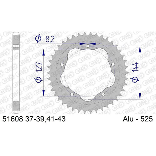 Corona AFAM aluminio 51608K - Paso 525