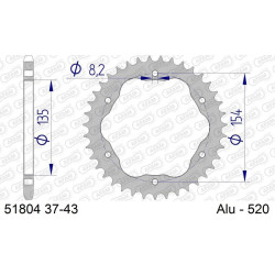 Corona AFAM aluminio 51804K - Paso 520