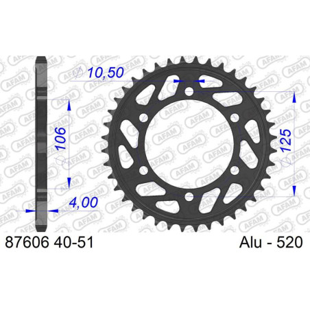 Corona AFAM aluminio 87606K - Paso 520