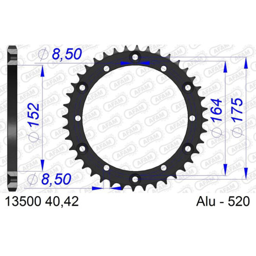 Corona AFAM aluminio 13500K - Paso 520