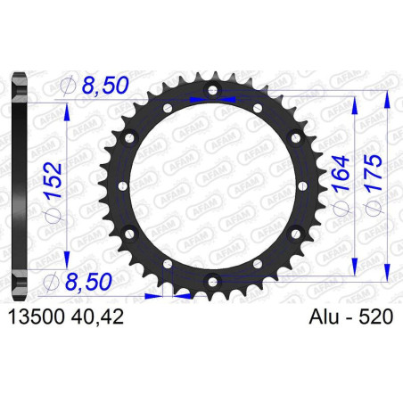 Corona AFAM aluminio 13500K - Paso 520