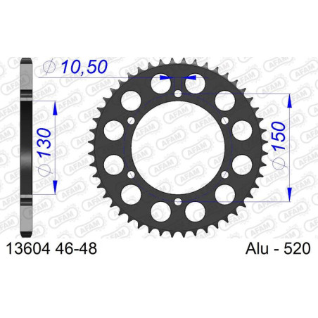 Corona AFAM aluminio 13500K - Paso 520