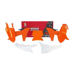 Kit de plástica RACETECH (6 pcs ) - Naranja / Blanco