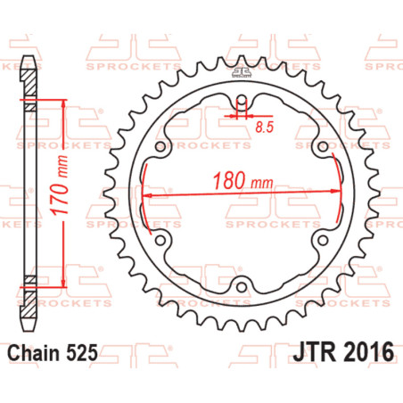 Corona JT SPROCKETS acero estándar 2016 - Paso 525