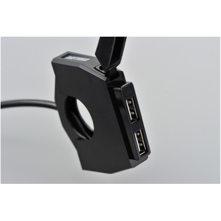 Fuente de alimentación USB DAYTONA Slim (2 entradas) - manillar Ø22,2/25,4