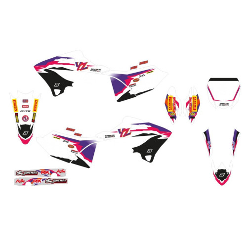 Kit de adhesivos + funda de asiento BLACKBIRD Replica Team Yamaha Factory 23, 50th Anniversary