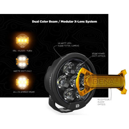 Faro auxiliar LED DENALI D7 Pro con sistema Modular X-Lens