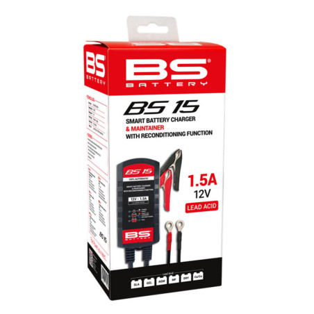 Cargador / mantenedor de baterías inteligente BS BATTERY BS15 con función de reacondicionamiento - 12V 1,5A
