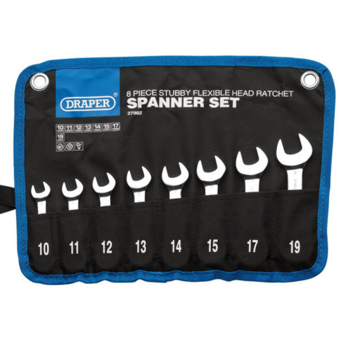 Juego de llaves combinadas métricas con carraca abatible DRAPER Hi-Torq® - 8 pcs