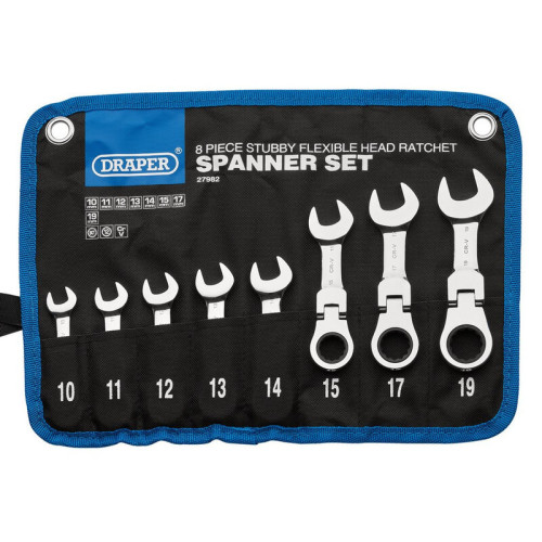 Juego de llaves combinadas métricas con carraca abatible DRAPER Hi-Torq® - 8 pcs