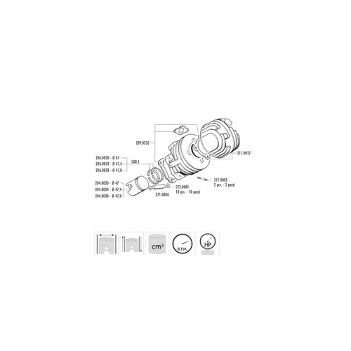 Kit de cilindro completo POLINI Racing hierro Ø47mm