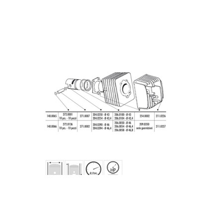 Kit de cilindro completo POLINI hierro Ø43mm (bulón Ø12mm)
