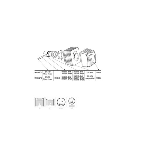 Kit de cilindro completo POLINI hierro Ø43mm (bulón Ø10mm)