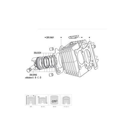 Kit de cilindro POLINI aluminio Ø49mm