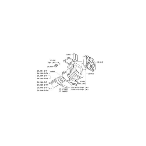 Kit de cilindro completo POLINI Racing hierro Ø47mm (bulón Ø12mm) - Yamaha / Minarelli