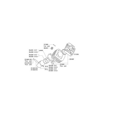 Kit de cilindro completo POLINI Racing hierro Ø47mm (bulón Ø12mm) - Yamaha / Minarelli