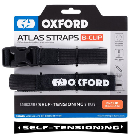 Kit de correas OXFORD Atlas B-Clip 26mm negro - 2 uds